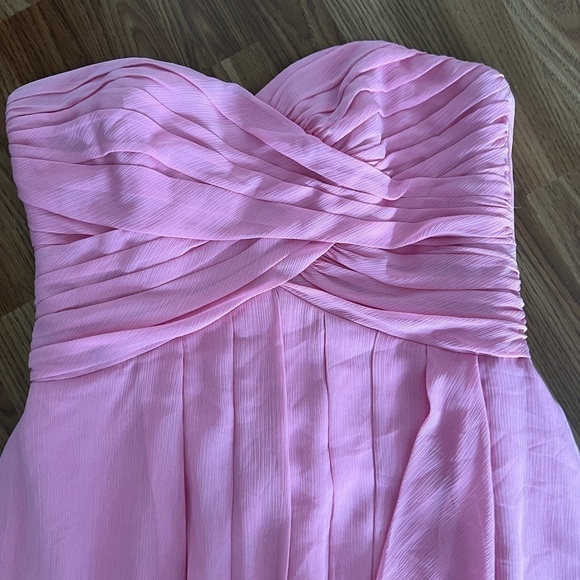 Davids Bridal Dress Strapless Crinkle Chiffon Cascade Bridesmaid - Picture 3 of 11